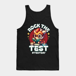 Rock The Test Testing Day Book Worm Motivational Teacher Tank Top